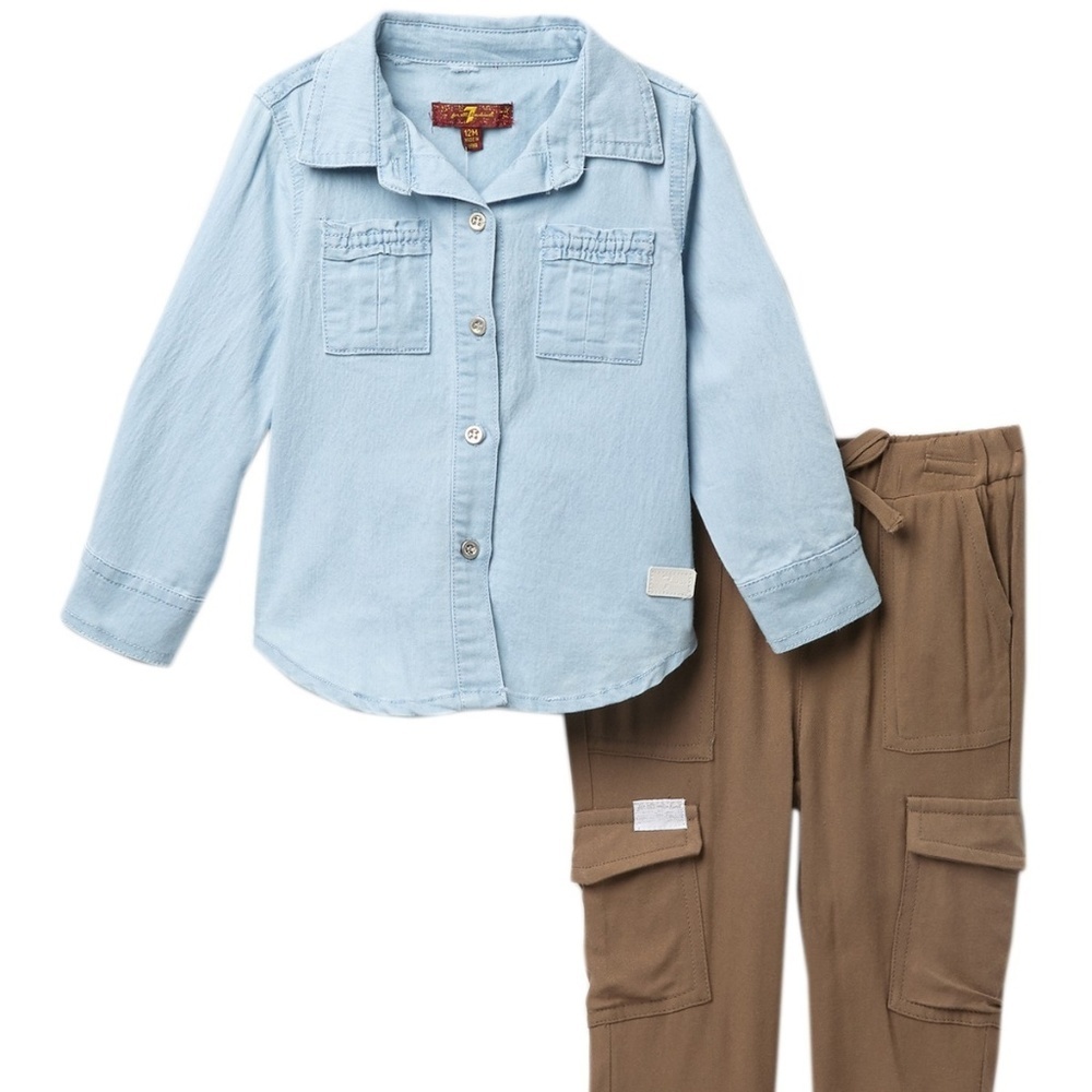 7 FOR ALL MANKIND Denim  Shirt & Cargo 2-Piece Set